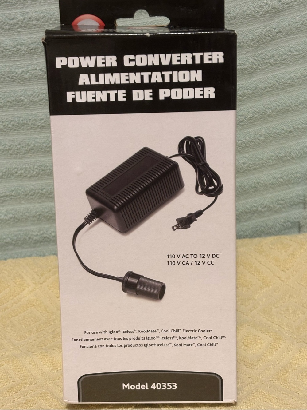 Igloo White and Black Model 40353 Power Converter for Iceless Coolers NEW!